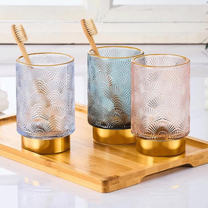 Makeup Brush Holder Organizer,Toothbrush Holders,Desk Pen Pencil Holder,Multifunctional Vintage Glass Brush Cup（A41-9-US）