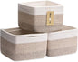 MiniArk Small Organizing Baskets for Cubes Shelf, 9.7x9.7x7.1 Inch Rope Woven Storage Bins for Nursery Shelves Storage, Cute Toy Basket, Square 3 Packs Gradient Brown
