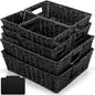 Marsui 9 Pcs Wicker Storage Baskets for Pantry Organization with Handle Labels Handwoven Multi-size Brown Small Organizer Baskets Storage Bins Container for Shelves Closet Toilet Christmas Holiday