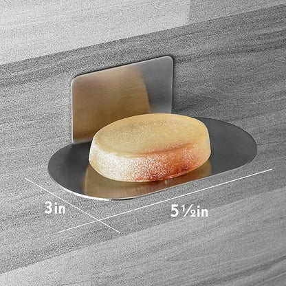 2 Pack Soap Dish for Shower, 3 Slot Self-Adhesive Soap Holder for Bathroom, Wall Mounted Shower Soap Holder, Stainless Steel Soap Tray (Brushed Silver)