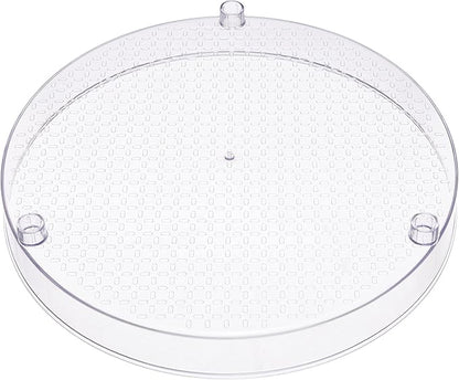 Amazon Basics 2 Tier Lazy Susan Turntable Organizer for Condiments, 12" Diameter, Clear