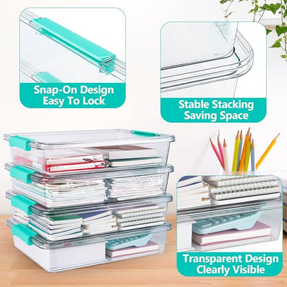 Jeffbaubl 2 Pack 6 Qt Plastic Storage Bins with Lids, Clear Art Supply Storage Organizer, Arts Crafts Organizing Containers, Stackable Plastic Bins Art Containers for Home Office Supplies
