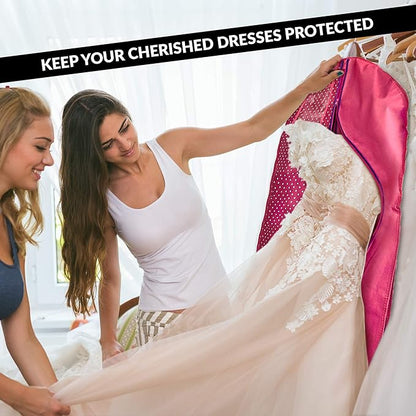 Luxury On the Go Long Formal Dress Bag – 54" Hanging Garment Bag for Dresses, Prom & Bridesmaid– Long Garment Bags for Hanging Clothes Lightweight & Tear-Resistant with Clear ID Window – 5 Pack