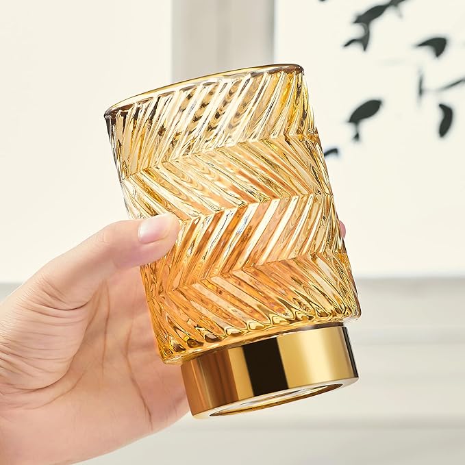 Makeup Brush Holder Organizer,Toothbrush Holders,Desk Pen Pencil Holder,Multifunctional Vintage Glass Brush Cup（A40-2-US）