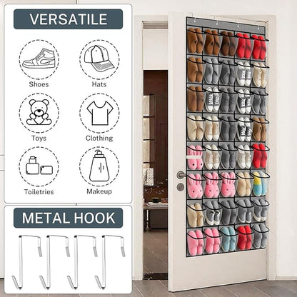 40-Pocket Over the Door Shoe Organizer - Large Mesh Pocket Hanging Shoe Organizer,Behind the Door Shoes Storage Holder Hanger,Large Capacity Design for Dorm Room College,Store 20 Pairs(Grey)