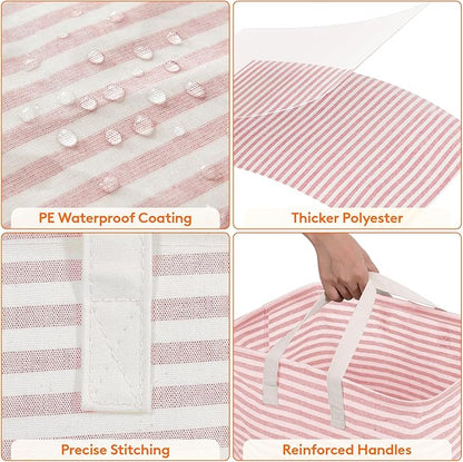 Lifewit 2 Pack Laundry Basket 80L Each, Collapsible Clothes Hamper with Reinforced Handles, Freestanding Waterproof Design for Bedroom and Laundry Room, Pink 160L Total