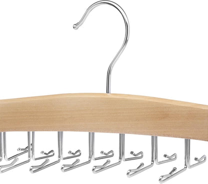 Whitmor Wooden Tie Rack Hanger for Closet, Necktie Holder Organizer with 24 Folding Hooks, 360 Degree Rotating Tie Rack for Men Ties, Belts, Scarves, Tank Tops, Accessories, 1 Pack