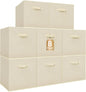 STORAGE MANIAC Storage Cubes, 13 Inch Collapsible Storage Bins with Handles, 8 Pack Fabric Foldable Bins for Organization, Durable Storage Bins for Closet, Shelves, Offices, Toys, 8-Pack Beige