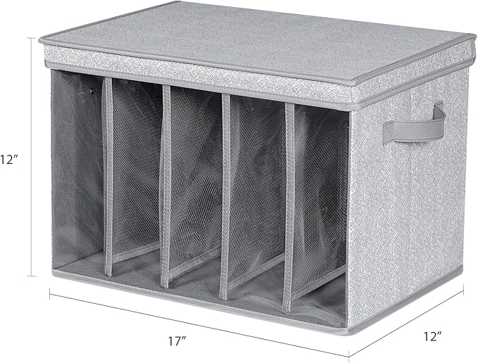 Zilink Upgraded Sweater Storage for Closet Shelf with Lids and Support Boards Clothes Organizer for Closet with 5 Grids Divider Sweater Organizers for Sweaters, Jeans, Pants, Grey Pattern, 3 Pack