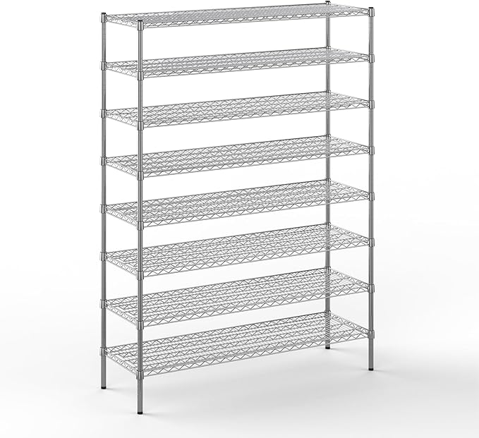 18" Deep x 54" Wide x 74" Height Wire Shelving Kit | 8-Tier | NSF Commercial Storage Rack Unit