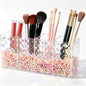 Acrylic Makeup Brush Organizer, 4 Compartment Cosmetic Brush Storage Holder, Desktop Vanity Makeup & Pen Holders