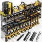 POKIPO 49" W Large Power Tool Organizer Wall Mount, 4 Layer Heavy Duty Loads 800 lbs, Tool Storage Rack Holds 12 Cordless Drills, Large Capacity Battery Holder for Garage, Gift for Men