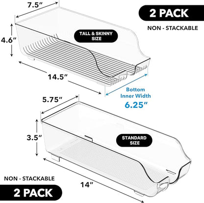 Simple Houseware Assorted Can Organizer for Refrigerator/Pantry, Set of 4, Clear