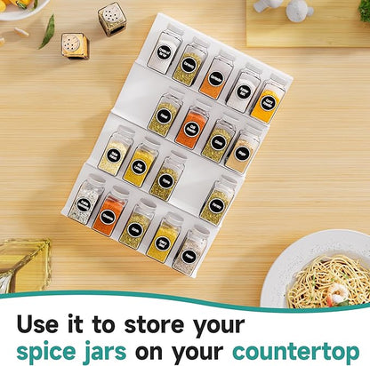 MIUKAA White Acrylic Spice Drawer Organizer, 4 Tier Seasoning Jars Drawers Insert, Kitchen Spice Rack Tray for Drawer/Countertop (Jars not included)