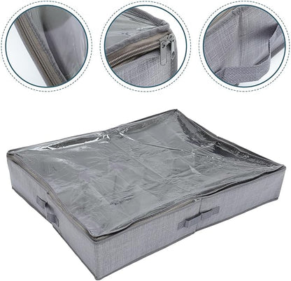 Foldable under Bed Shoe Storage Box Large Capacity Non-Woven Fabric Zipper Organizer for Home Closet Shoes Storage