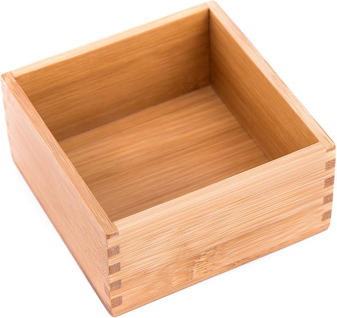 Bamboo Organizer Storage Boxes for Tabletop Bathroom Dresser Organizer Small Boxes, Bamboo 4"*4"