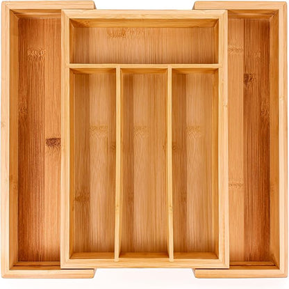 BergHOFF Bamboo 6-Slot Expanding Flatware Organizer Expandable Fits Most Kitchen Drawers