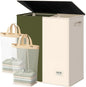 SOLEDI Large Double Laundry Hamper with Lid, Collapsible Clothes Hamper 2 section with Removable Bags, Space-Saving Laundry Basket for Bedroom, Dorm, College