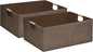 Collapsible Storage Box 16.9"x12.5"x7" with Wooden Handles | Foldable Organizer for Closet, Shelves, Toys & Cosmetics | Durable Linen-Polyester Fabric | Space-Saving Home Organization 2Pack