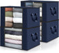 Fab totes Storage Bags,Clothes Blanket Storage Bins Foldable Closet Organizers with Reinforced Handle for Home Dorm Storage and Organization,Fabric Bags for Organizing Sheets,Clothing (Blue,4 Pack)