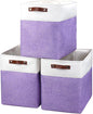 Bagnizer Large Fabric Storage Baskets | 50L Storage Bins, Decorative Linen Closet Baskets with Handles for Organizing, Shelf, Toys, Clothes, Home, Office, Nursery, 17x12x15Inches (Purple&White)