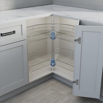 Dowell Base Cabinet Kidney Shape Dia.32 270° Lazy Susan, 2 Shelves, Kitchen Base Corner Cabinet Organizer (Chrome 4001 270 32)