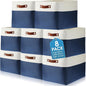 Uiifan 8 Pack 16 x 12 x 10 Inch Large Storage Baskets Collapsible Fabric Storage Cubes Bins with Handles for Shelves Closets Nursery Home Clothes Toys Organizers, Blue