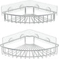 SMARTAKE 2-Pack Corner Shower Caddy, SUS304 Stainless Steel, Wall Mounted Bathroom Shelf with Adhesive, Storage Organizer for Toilet, Dorm and Kitchen (Silver)