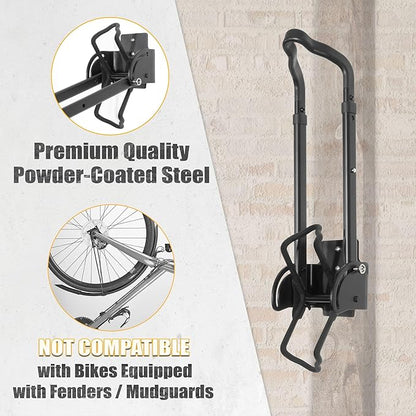 CyclingDeal Swivel Bike Wall Mount Rack - Vertical Adjustable Foldable Bicycle Parking Rack with Wheel Holder - for 20"-29" MTB 700C Road Bikes Home Garage Storage