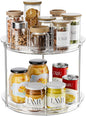 LAMU 2 Tier Lazy Susan Turntable Organizer for Cabinet, 9'' Rotating Spice Rack for Kitchen, Pantry, Countertop, Bathroom, Vanity, Under Sink, Medicine Cabinet Organizer, 1 Pack