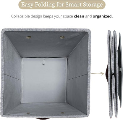 DECOMOMO Storage Bins, Cube Storage Bin with Labels, Fabric Storage Cubes for Shelves (11" / 6pcs, Light Texture Grey)