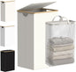 efluky Laundry Basket with Lid and Removable Bag, 100L Tall Laundry Hamper with Bamboo Handles, Aesthetic Dirty Clothes Bin for Laundry Room, Bathroom, Bedroom and Dorm, Beige