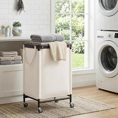 StorageWorks Laundry Hamper, 90L Rolling Laundry Sorter Cart with Removable and Washable Liner Bag, Clothes Hamper with Wheels and Handle for Laundry Room and Bedroom, Beige