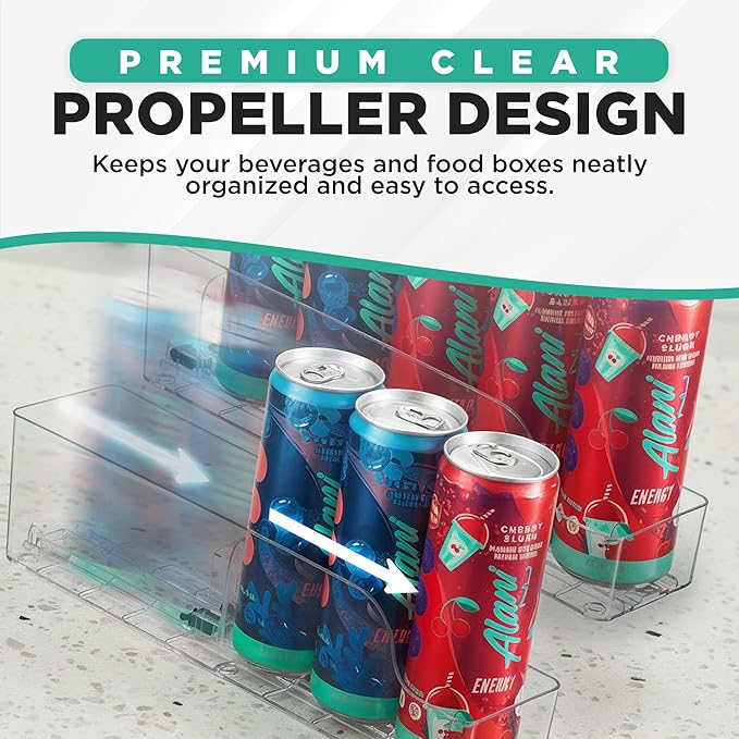 Oizeir Automatic Soda Can Organizer - 2-Pack - Soda Can Dispenser For Refrigerator - Automatic Drink Holder For Fridge - Organizing Rack for Kitchen or Pantry - Beverage Dispenser & Holder (Small)