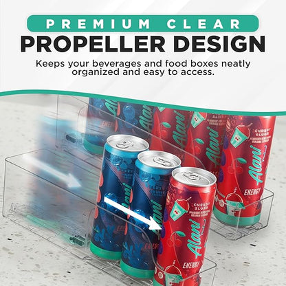 Oizeir Automatic Soda Can Organizer - 2-Pack - Soda Can Dispenser For Refrigerator - Automatic Drink Holder For Fridge - Organizing Rack for Kitchen or Pantry - Beverage Dispenser & Holder (Small)