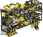 POKIPO Extra Large 64" W Power Tool Organizer Wall Mount, 1000 lbs Load Capacity, Heavy Duty 4 Tier Garage Storage Rack with 8 Drill Holders, 2 in 1 Corner or Straight Installation