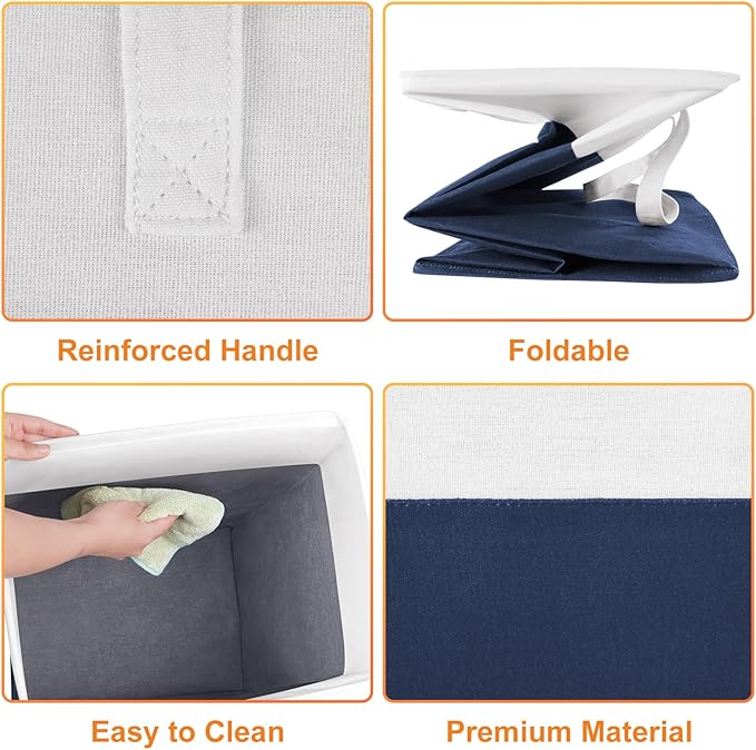 TasticTotes laundry basket 3-Pack, laundry hamper, Hamper with handles, collapsible laundry baskets, Waterproof dirty clothes hamper, Towel Storage for Home or Dorm, 125L-Blue