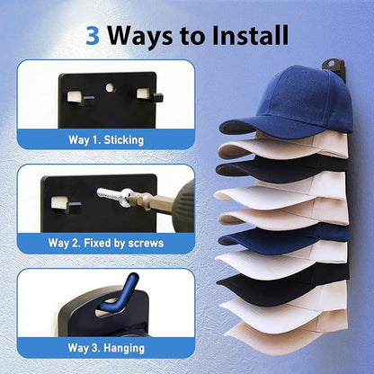 MACOPRO Hat Organizer for Baseball Caps for wall,2 Pack Cap Racks, Rack Hanger Storage Display Holder Hooks Stand for Closet Door,Hold Up to 40 Hats