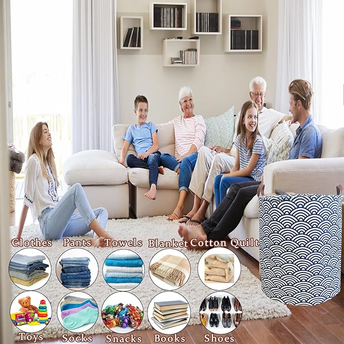 Waterproof Laundry Hamper Collapsible Laundry Basket Leather Handle Laundry Bag Large Clothes Storage Toy Organization for Bathroom Bedroom Laundryroom College Dorms (951-Satisfied laundry hampers)