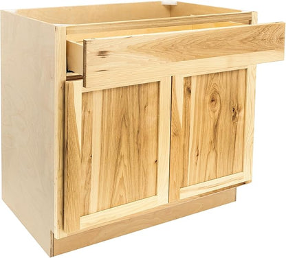 Quicklock RTA (Ready-to-Assemble) | Base Kitchen Cabinets - Shaker Style | Made in America (Rustic Hickory, 36" Wx34.5 Hx24 D Base)