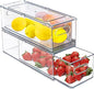 bealy 2 Pack Refrigerator Organizers and Storage, Stackable Clear Pull out Drawer Organizer Bins, BPA-Free Fridge Organizer and Storage for Fruit, Produce, Drink, Snack and Food Storage Containers