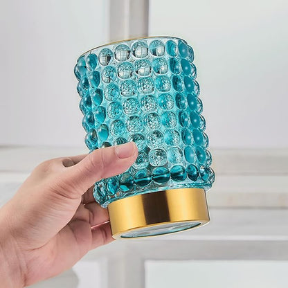 Makeup Brush Holder Organizer,Toothbrush Holders,Desk Pen Pencil Holder,Multifunctional Vintage Glass Brush Cup(A38-10-US/Turquoise/L)