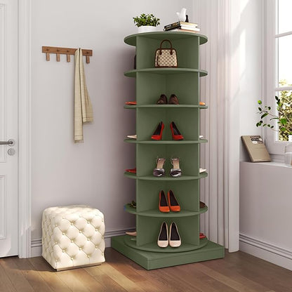 HomVent Rotating Shoe Rack, 6-Tier Spinning Shoe Rack Tower, Free Standing 360° Revolving Shoe Organizer Shoe Storage Shelf Hold Over 24 Pairs Shoes for Entryway Living Room