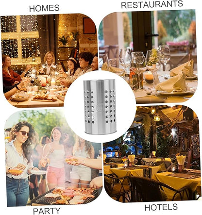ULTECHNOVO Stainless Steel Chopstick Holder 3.93X3.93X6.49In Multi-Purpose Utensil Storage Container for Home Restaurant Kitchen Tableware Organizer with Breathable Design