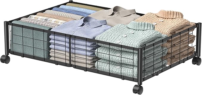 Hleelomi Under Bed Storage with Wheels, 360° Rotating, No-Assembly Underbed Storage Containers, 1 PACK