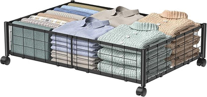 Hleelomi Under Bed Storage with Wheels, 360° Rotating, No-Assembly Underbed Storage Containers, 1 PACK