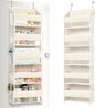 ULG 1 Pack Over Door Organizer with 5 Large Pockets 10 Mesh Side Pockets, Upgraded Linen Texture Over The Door Storage, 44 lbs Weight Capacity Hanging Storage Organizer, Ivory