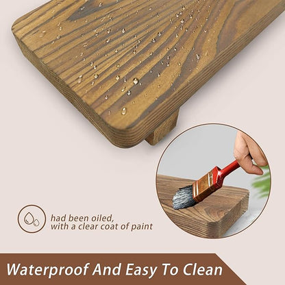 Wooden Bathroom Counter Tray for Home Decor, Farmhouse Wood Riser for Table Countertop, Small Soap Pedestal Stand, YITOBA Decorative Trays for Kitchen Sink, Vanity (Brown)