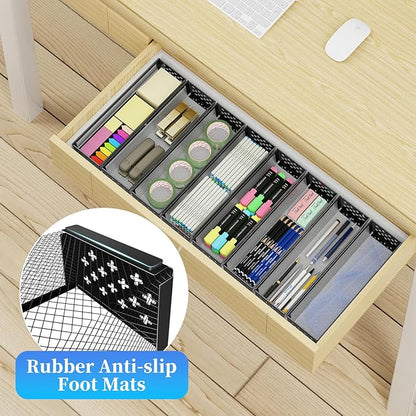 Simple Trending Silverware Drawer Organizer, 8 Pack Utensil Organizer for Kitchen Drawers, Metal Storage for Spoons Forks Knives (12.2 * 3.2 * 2.1 Inches, Black)