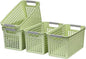 Soddeph Slim Plastic Storage Basket with Handles, Narrow Organizer box for Shelves, Organizer box for Organizing, Kitchen,Home,Office (Green, Medium)